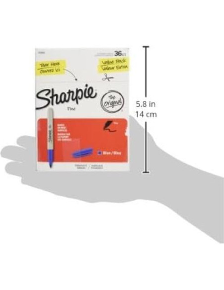 Marcadores Permanentes Sharpie Azul Punta Fina 36 Unidades