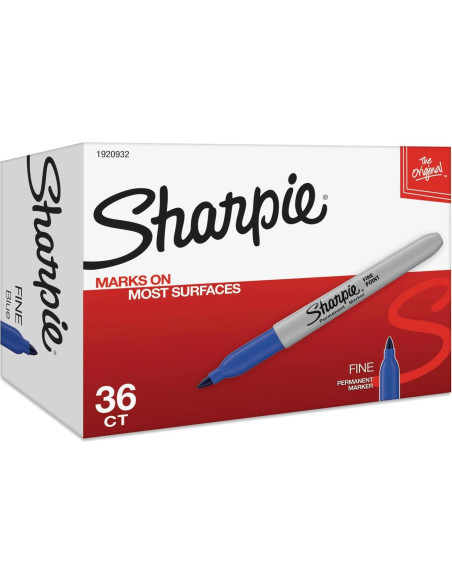 Marcadores Permanentes Sharpie Azul Punta Fina 36 Unidades