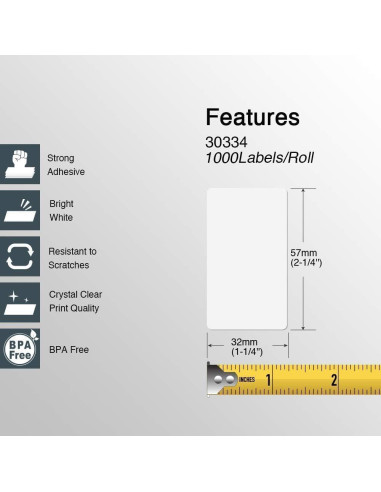 Etiquetas de Código de Barras BETCKEY 57mm x 32mm - 10 Rollos