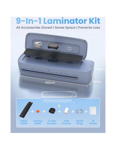 Laminadora Qfun 33 cm A3 9 en 1 con Calentamiento Rápido