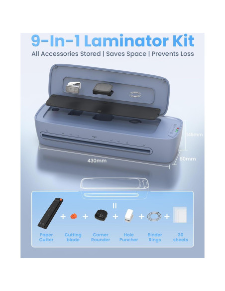 Laminadora Qfun 33 cm A3 9 en 1 con Calentamiento Rápido