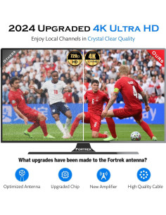 Antena de TV Digital Amplificada Fortrek FX-22A 4K 1080p 2