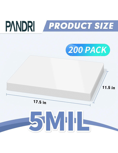 Hojas de Laminado PANDRI 200 Pack 5 Mil 11.5 x 17.5 cm