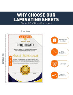 Fundas Térmicas para Laminado CAREGY 330 Hojas 3 Mil 22.86x29.21 cm 2