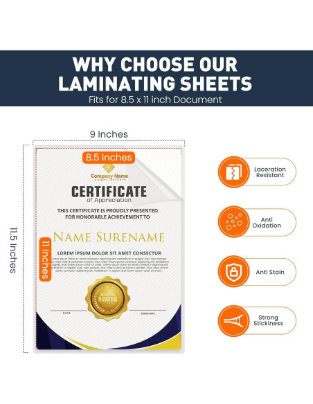 Fundas Térmicas para Laminado CAREGY 330 Hojas 3 Mil 22.86x29.21 cm