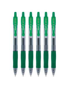 Bolígrafos de Gel Retráctiles PILOT G2, Punta Gruesa 1.0mm, Tinta Verde, Paquete de 6