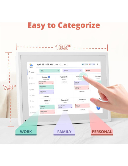 Calendario Digital 10" Dragon Touch Blanco Táctil con APP