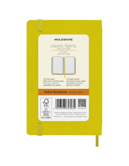 Cuaderno Moleskine Tapa Dura Pocket Rayado Amarillo 192 Páginas