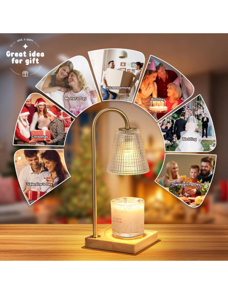 Lámpara Calentadora de Velas Hong-in con Temporizador y 4 Brillos