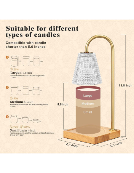 Lámpara Calentadora de Velas Hong-in con Temporizador y 4 Brillos