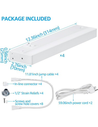 Luz LED Bajo Gabinete TORCHSTAR 30.48 cm 8W 540LM Regulable