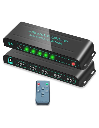 Interruptor HDMI 8K SkycropHD 4 en 1 Automático 48Gbps