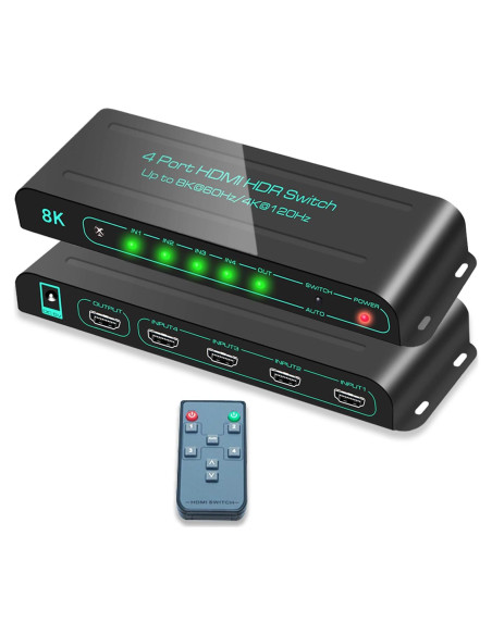 Interruptor HDMI 8K SkycropHD 4 en 1 Automático 48Gbps