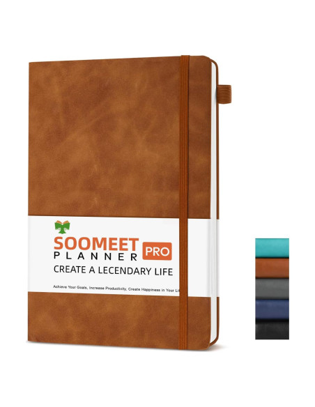 Cuaderno Rayado A5 Soomeet 200 Páginas Tapa Dura Cuero Marrón
