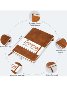 Cuaderno Rayado A5 Soomeet 200 Páginas Tapa Dura Cuero Marrón 2