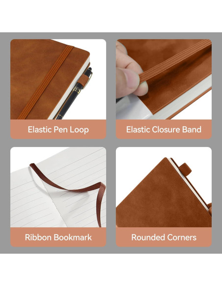 Cuaderno Rayado A5 Soomeet 200 Páginas Tapa Dura Cuero Marrón