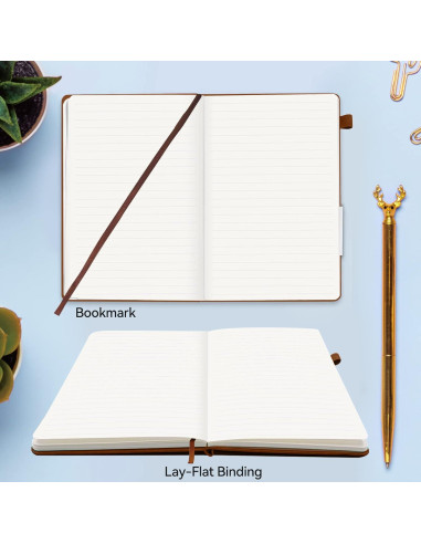 Cuaderno Rayado A5 Soomeet 200 Páginas Tapa Dura Cuero Marrón