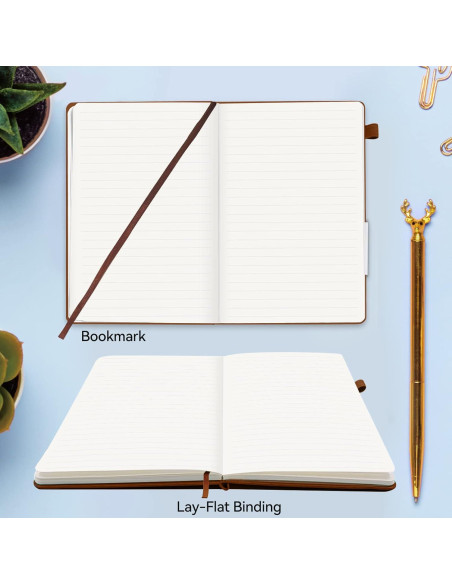 Cuaderno Rayado A5 Soomeet 200 Páginas Tapa Dura Cuero Marrón