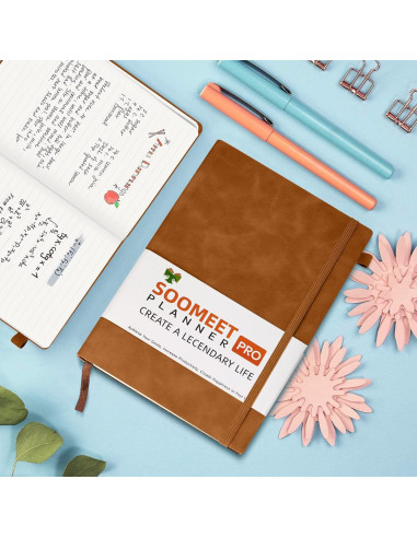 Cuaderno Rayado A5 Soomeet 200 Páginas Tapa Dura Cuero Marrón