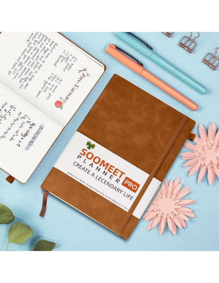 Cuaderno Rayado A5 Soomeet 200 Páginas Tapa Dura Cuero Marrón