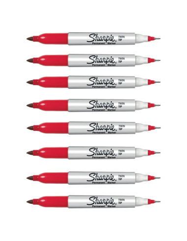 Marcador Permanente Sharpie 32202 Rojo Punta Doble Paquete 8