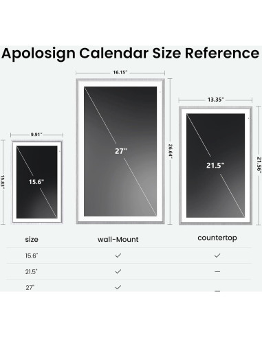 Calendario Digital ApoloSign 15.6" Pantalla Táctil HD Madera Gris