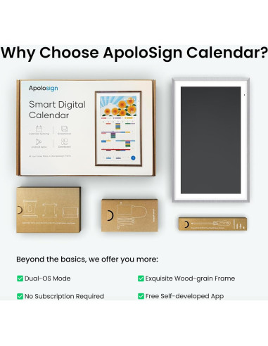Calendario Digital ApoloSign 15.6" Pantalla Táctil HD Madera Gris