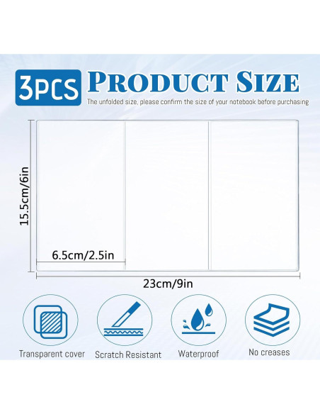 Cubiertas de libro A6 Betinyar 3PCS PVC Transparente