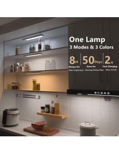 Luz bajo gabinete LED BLE 30.48cm recargable con sensor 2