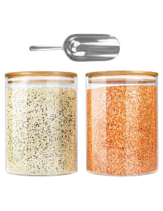Tarros de vidrio Urban Green 2 Set 2.84L con tapa de bambú