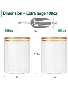 Tarros de vidrio Urban Green 2 Set 2.84L con tapa de bambú 2