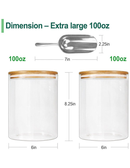 Tarros de vidrio Urban Green 2 Set 2.84L con tapa de bambú