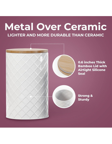 Conjunto de 4 Frascos de Metal Blanco Pebble & Stem Herméticos