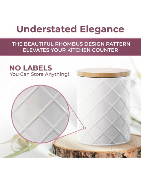 Conjunto de 4 Frascos de Metal Blanco Pebble & Stem Herméticos