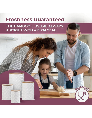 Conjunto de 4 Frascos de Metal Blanco Pebble & Stem Herméticos