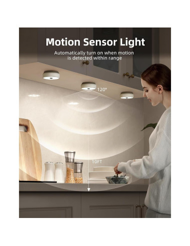 EZVALO Luces de Puck LED Recargables 3 Pack con Sensor