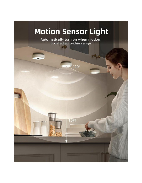 EZVALO Luces de Puck LED Recargables 3 Pack con Sensor