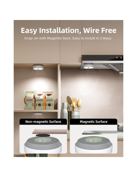 EZVALO Luces de Puck LED Recargables 3 Pack con Sensor