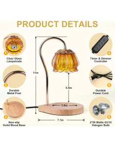 Lámpara Calentadora de Velas Gr8Gardens Naranja Regulable 50W 2