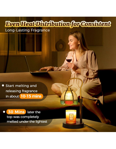 Lámpara Calentadora de Velas LAYUKI Regulable 30 cm con Temporizador
