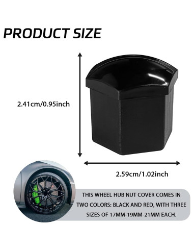Cubiertas de Tuercas de Rueda KUQUTIDY 21mm Antirrobo 20PCS