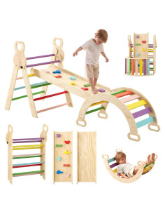 Set de Escalada Montessori Pikler 7 en 1 - Juguetes de Madera