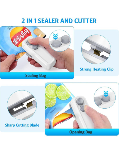 Sellador de Bolsa Mini Olipiter 2 en 1 Recargable USB Blanco