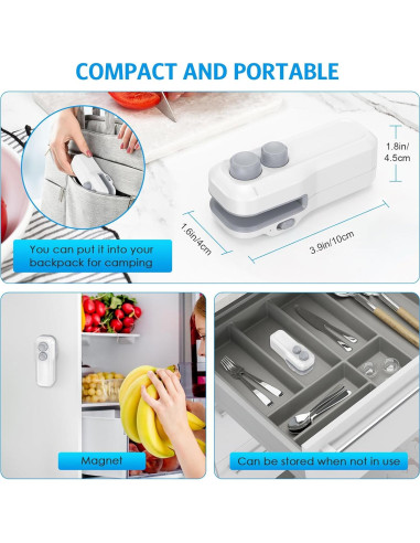 Sellador de Bolsa Mini Olipiter 2 en 1 Recargable USB Blanco