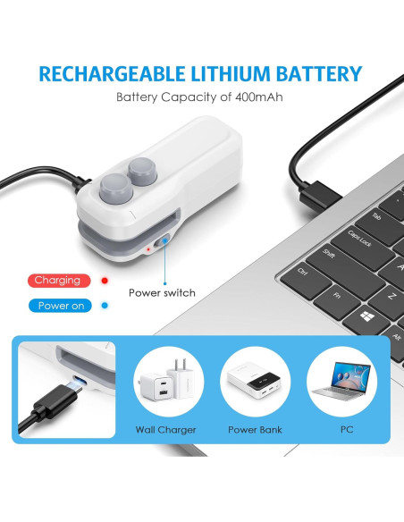Sellador de Bolsa Mini Olipiter 2 en 1 Recargable USB Blanco