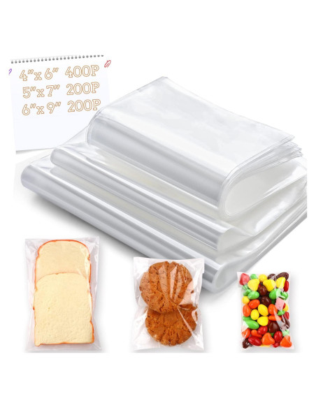 800 Bolsas de Cello Re-sellables NEOACT 3 Tamaños para Alimentos