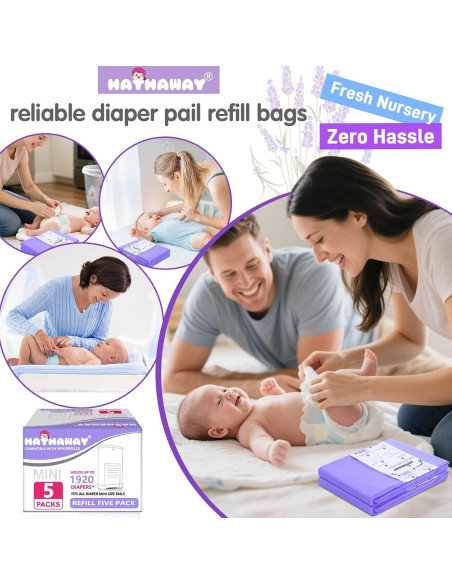 Bolsas de Repuesto RUZAKO para Cubos de Pañales Mini, 5 Pzas