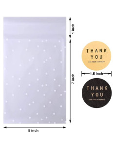 100 Bolsas de Celofán Autoadhesivas Searik 5x7 cm con Etiquetas 2