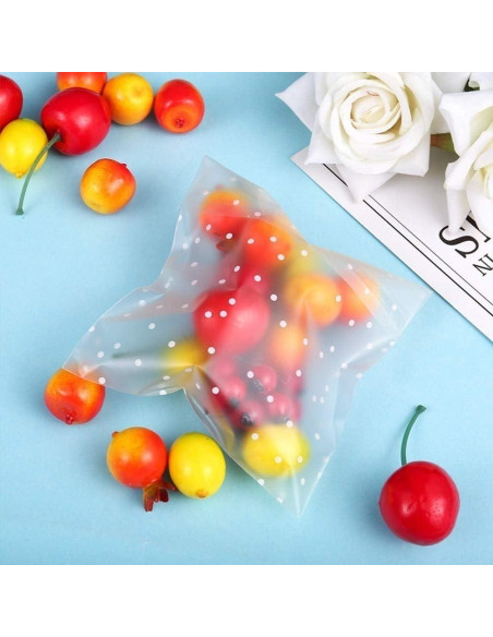 100 Bolsas de Celofán Autoadhesivas Searik 5x7 cm con Etiquetas