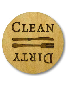 Imán de Lavavajillas Limpio Sucio Madera Arce 6.35 cm